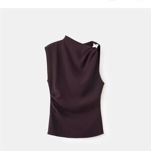 Mango ASYMMETRICAL BLOUSE WITH METALLIC DETAIL XS EUC